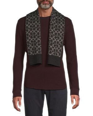 COACH Monogram Wool Blend Scarf - Black