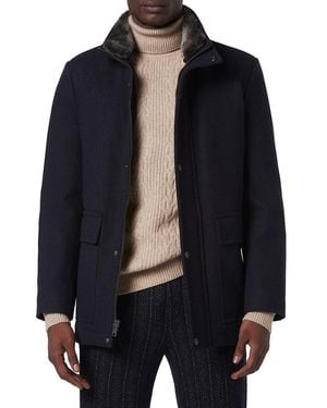 Andrew Marc Brooks Faux Fur Collar Car Coat - Black