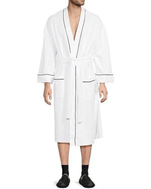 Saks Fifth Avenue Waffle Knit Bath Robe - White