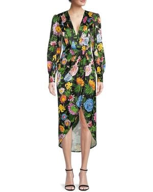 Ronny Kobo Nina Floral Faux Wrap Dress - Green