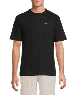Karl Lagerfeld Textured Logo Cotton-Blend T-Shirt - Black