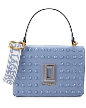 Karl Lagerfeld Simone Leather Two Way Satchel - Blue