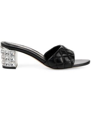 Allegra James Raya Quilted Open Toe Leather Sandals - Black