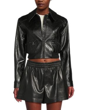 Alice + Olivia Hyde Cropped Faux Leather Jacket - Black