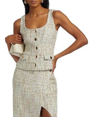 Toccin Georgia Tweed Button-Front Top - Gray