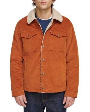 Levi's Faux Shearling Lined Corduroy Trucker Jacket - Orange