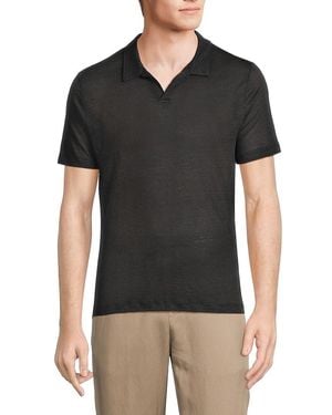 Onia Linen Short-Sleeve Polo - Black