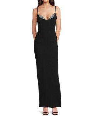 GOOD AMERICAN Crystal Trim Column Gown - Black