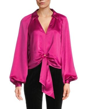 Ramy Brook Satin Tie-front Blouse - Pink