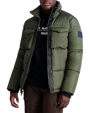 Karl Lagerfeld Stand Collar Regular Fit Puffer Jacket - Black