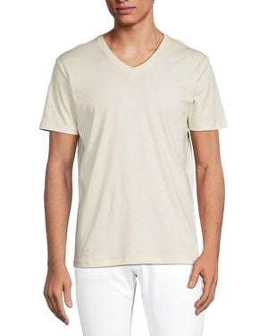 Saks Fifth Avenue Ultraluxe V-Neck T-Shirt Shirt - White