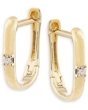 Saks Fifth Avenue 14K & 0.03 Tcw Diamond Huggie Earrings - Metallic