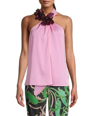Emanuel Ungaro Lili Floral-Sequined Stretch Silk-Blend Sleeveless Blouse - Red