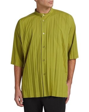 Homme Plissé Issey Miyake Edge Oversized Button-Front T-Shirt - Green