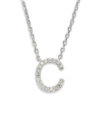 Effy ENY Sterling & 0.13 Tcw Diamond C Initial Pendant Necklace - Metallic