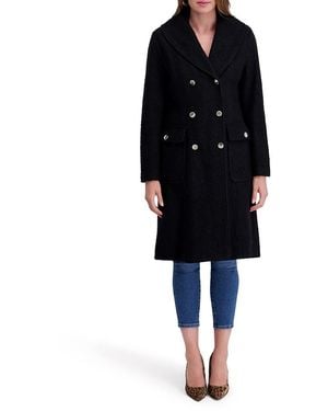 Kensie Double-Breasted Wool-Blend Coat - Black