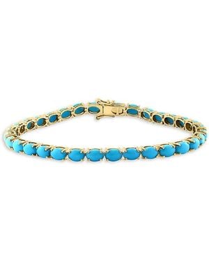 Effy 14k Yellow Gold & 11.50 Tcw Turquoise Tennis Bracelet - Blue