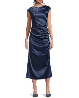 AREA STARS Irma Satin Ruched Midi-Dress - Blue