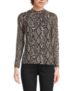 Badgley Mischka Print Long Sleeve Top - Black