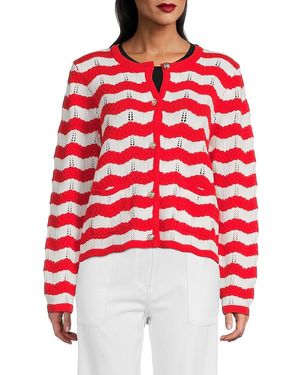 Saks Fifth Avenue Wave Striped Cardigan - Red