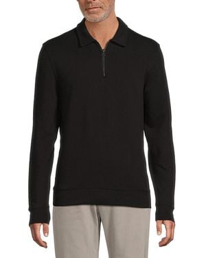 Vince French Terry Zip Up Pullover - Black