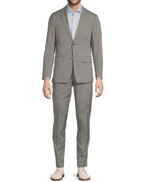 DKNY Grid Slim-Fit Two-Button Suit - Grey