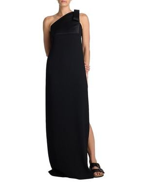 St. John Bow One-Shoulder Crepe Gown - Black