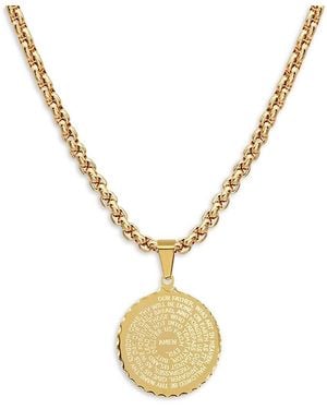 Anthony Jacobs Our Father Prayer 18K Goldplated Circle Pendant Necklace - Metallic