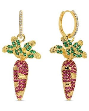 Eye Candy LA Luxe 18K Goldplated & Cubic Zirconia Carrot Drop Earrings - White