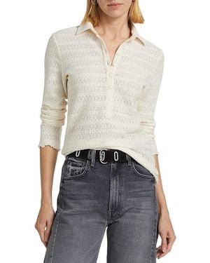 Rag & Bone Julia Pointelle-Knit Polo - White