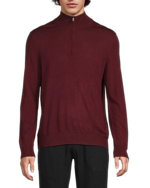 Saks Fifth Avenue Merino Wool-blend Quarter-zip Jumper - Purple