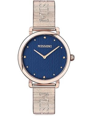 Missoni Rose Goldtone Logo Bracelet Watch - Blue