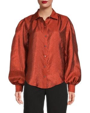 Halston Blouson Sleeve Shirt - Red