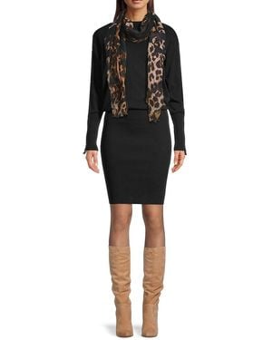 AllSaints Leopard Print Scarf - Black