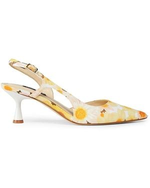 Nine West Daisy Floral 60Mm Slingback Pumps - Metallic