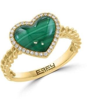 Effy Malachite & Diamond 14K Heart Ring - Green