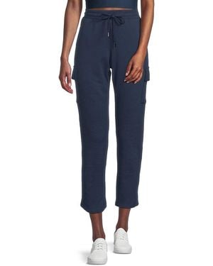 Andrew Marc Fleece Drawstring Cropped Trousers - Blue