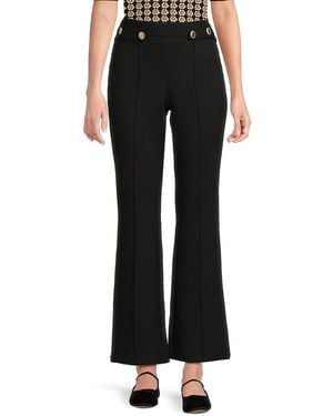 Tahari Button Detail Flared Pants - Black