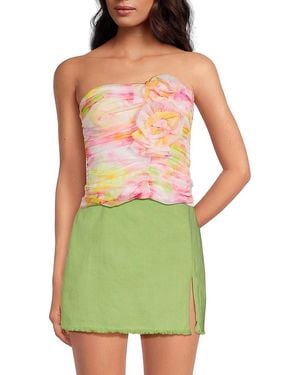 Amanda Uprichard Tenley Tie Dye Ruched Crop Top - Green