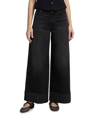 Rag & Bone Sofie High-Rise Wide-Leg Cuffed Jeans - Black