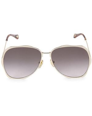 Chloé 60mm Aviator Sunglasses - Metallic