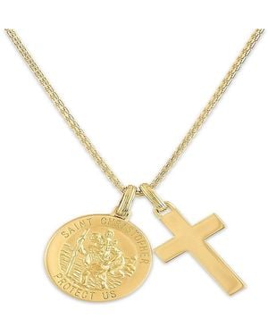 Esquire 14k Goldplated Sterling Silver Cross & St. Christopher Pendant Necklace - Metallic