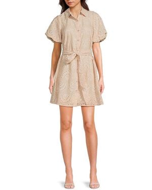 Sam Edelman Schiffli Mini Shirtdress - Natural