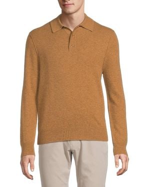 Saks Fifth Avenue 100% Cashmere Classic-Fit Polo Sweater - Brown
