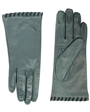 Portolano Whipstitch-trim Leather Gloves - Green