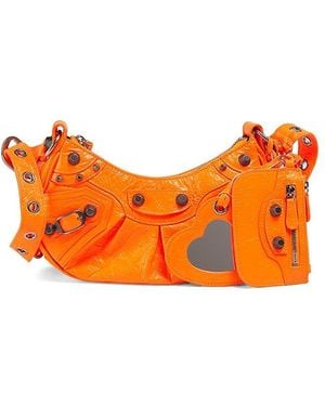 Balenciaga Le Cagole Studded Leather Shoulder Bag - Orange