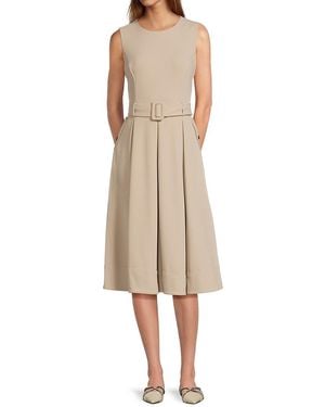 Calvin Klein Sleeveless Belted Midi-Dress - Natural
