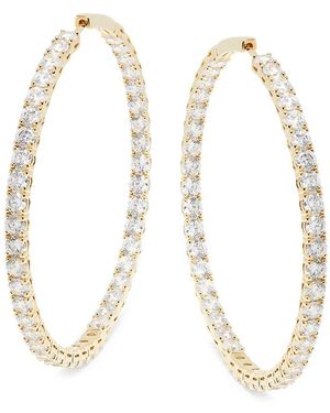 Nadri 18K--Plated Cubic Zirconia 3Mm X 50Mm Hoop Earrings - White