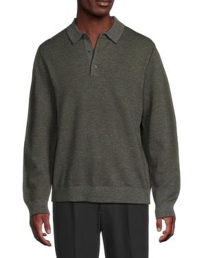 Vince Birdseye Merino Wool Polo Sweater - Grey