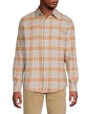 Theory Irving Checked Cotton Shirt - Natural